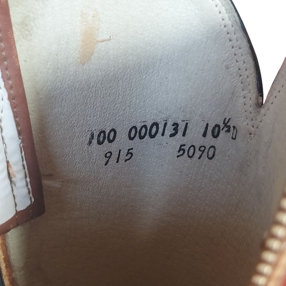 Olathe Boot Company Vintage Tan Cowboy Boots with Almond Toe and Stacked Heel - Picture 13 of 15